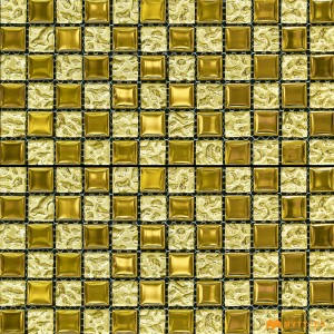 undefined-Imported Gold Mosaic Wall Tile Code32754 (300x300mm, Glossy)