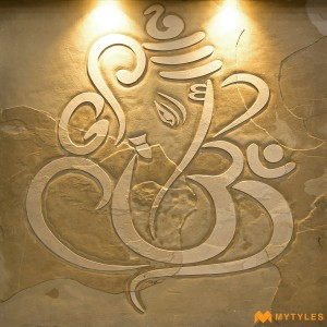 undefined-Autumn Slate Stone Ganesha Mural Code22571 (600x6000mm, Stone)-MYTMU009