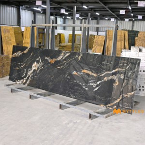 undefined-Vitrified Black Slab Floor and Wall Tile Code22035 (790x3000mm, Glossy)