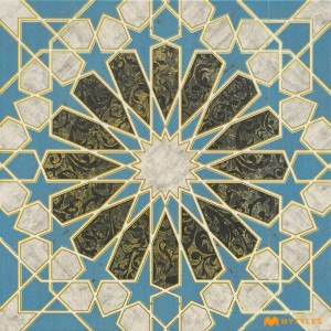 undefined-Vitrified Blue Moroccan Floor and Wall Tile Code33627 (300x300mm, Metallic)
