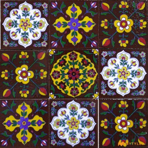 undefined-Decorative Brown Floor and Wall Tile Code30825(100x100mm, Glossy, 9PCs)