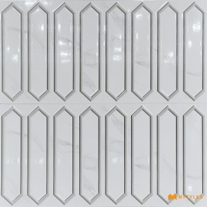 undefined-Ceramic White Geometric Wall Tile Code31694 (300x600mm, Glossy)