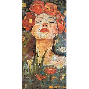 undefined-Red With Green Red Cherry Poster Wall Tile Code32370 (600x1200mm, Glossy, 4Pcs)