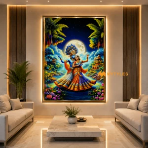 undefined-Vitrified Radha Krishna Poster Wall Tile Code32586 (4x6 Feet, Glossy)
