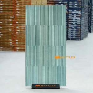 undefined-Teal Blue Fluted Matt Vitrified Textured Tile Code38957 600x1200mm 2Pc
