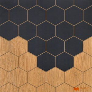 undefined-Black and Brown Geometric Floor and Wall Tile Code36651 (400x400mm, Matt)