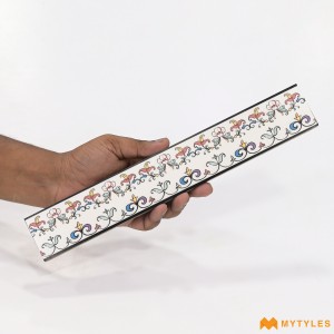 undefined-Vitrified White Border Floor and Wall Tile Code36105 (47x300mm, Matt)