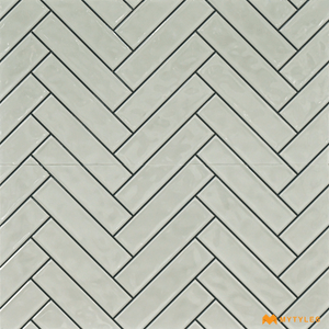 undefined-Ceramic Geometric Design Tile Code23828 (300x600mm, Glossy) White Tile with Black Grouting