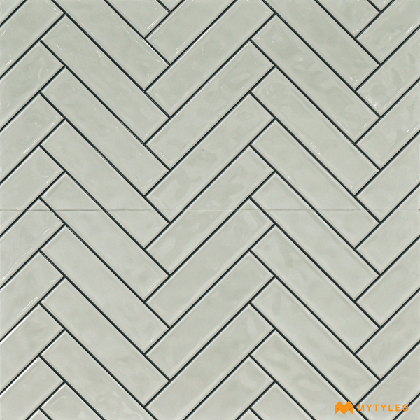 Geometric Tiles-Ceramic Geometric Design Tile Code23828 (300x600mm, Glossy) White Tile with Black Grouting