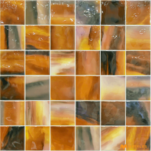 undefined-Ceramic Brown Mosaic Wall Tile Code27314 (300x300mm, Glossy)