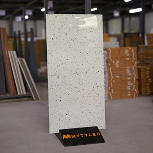 undefined-Vitrified White Terrazzo Floor and Wall Tile Code26940 (600x1200mm, Glossy)