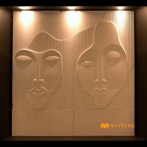 undefined-Mint Stone Fluted Dual Face Wall Mural Code35788 (2400x2400mm Stone)-MYTMU052