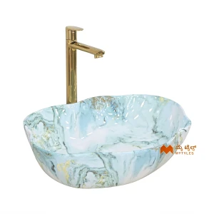 undefined-Ceramic Blue Table Top Wash Basin Code31912 (375x500mm, Glossy)