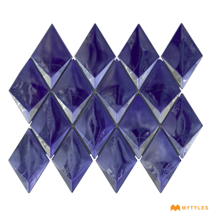 undefined-Imported Blue Diamond Mosaic Wall Tile Code25481 (249x312mm, Glass, Dry Wall Only)