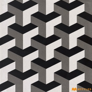 undefined-White and Black Moroccan Floor and Wall Tile Code2806 (300x300mm, Matt)