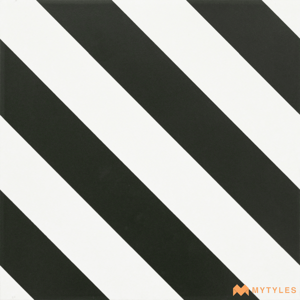 Moroccan Tiles-Ceramic Black and White Moroccan Tile Code25909 (300x300mm, Matt)