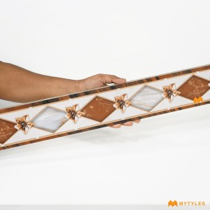 undefined-Vitrified Cream Border Tile Code34202 (100x1200mm, Glossy)