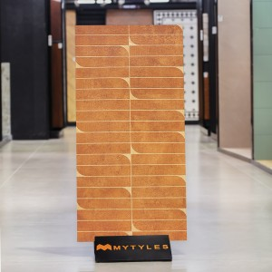 undefined-Vitrified Terracotta Geometric Floor and Wall Tile Code36959 (600x1200mm, Matt)