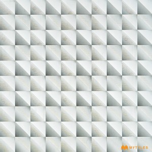 undefined-Ceramic White 3D Geometric Wall Tile Code31484 (300x300mm, Carving Matt)