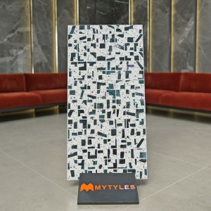 undefined-White and Green Terrazzo Wall Tile Code30930 (600x1200mm, Matt)