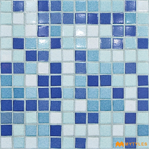 undefined-Ceramic Blue Swimming Pool Mosaic Tile Code26750 (300x300mm, Glossy)