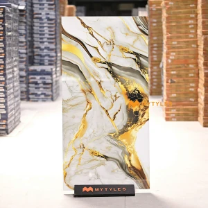 undefined-Calacatta Luxe Gold Marble Look Vitrified Tile Code37435