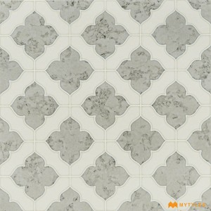 undefined-White and Grey Moroccan Floor and Wall Tile Code31282 (300x300mm, Carving Matt)