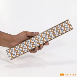 undefined-Vitrified Brown Border Floor and Wall Tile Code36098 (47x300mm, Matt)