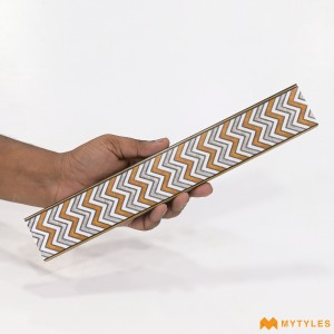 undefined-Vitrified Brown Border Floor and Wall Tile Code36098 (47x300mm, Matt)