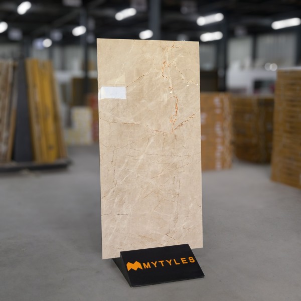 Glazed Vitrified-Vitrified Cream Floor and Wall Tile Code28946 (600x1200mm, Glossy)