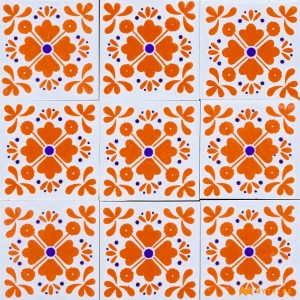 undefined-Decorative Orange Floor and Wall Tile Code30840(50x50mm, Glossy, 36Pcs)