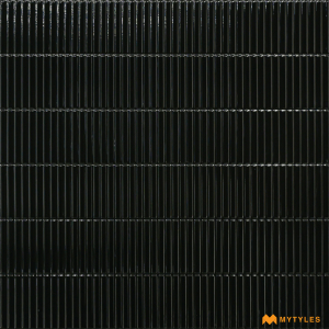 undefined-Ceramic Black Kitkat Wall Tile Code26428 (300x600mm, Glossy)