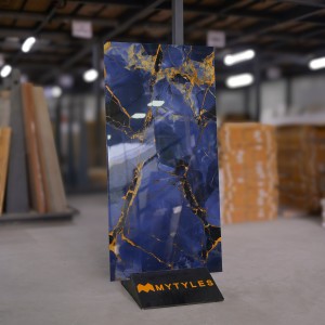 undefined-Vitrified Blue Floor and Wall Tile Code33366 (600x1200mm, Glossy)