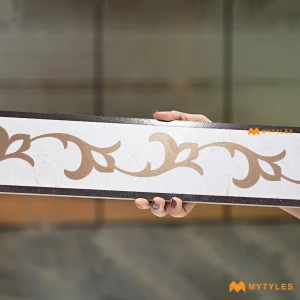 undefined-Cream Rolling Vine Matt Border Tile Code39825 100x600mm 12Pc