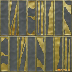 undefined-Ceramic Grey and Gold Subway Wall Tile Code28893 (300x300mm, Metallic)