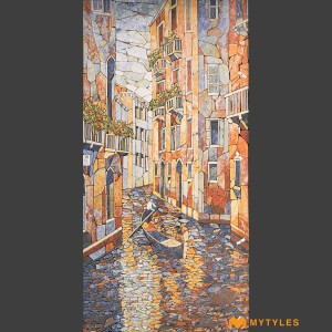 undefined-Vitrified Raw Boat City Mosaic Wall Tile Code35260 (4x8 Feet, Matt)