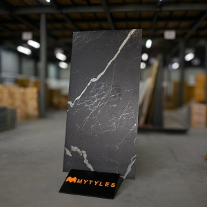 undefined-Vitrified Black Floor and Wall Tile Code17255 (600x1200mm, Matt)
