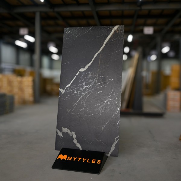 Glazed Vitrified-Vitrified Black Floor and Wall Tile Code17255 (600x1200mm, Matt)