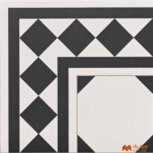 undefined-White and Black Carpet Design Floor and Wall Tile Code36630 (400x400mm, Matt)