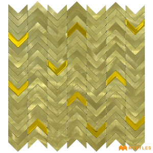 undefined-Gold Metal Mosaic Wall Tile Code25592 (300x300mm, Metallic)