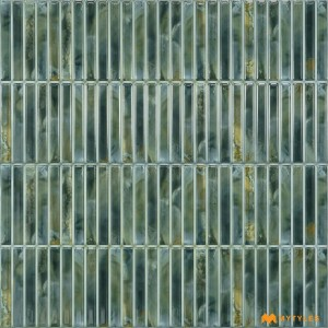 undefined-Ceramic Grey Kitkat Mosaic Wall Tile Code28430 (300x600mm, Glossy)
