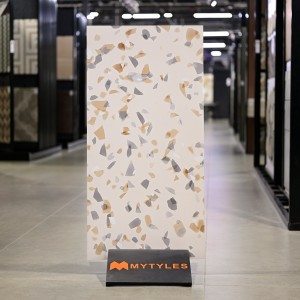 undefined-Vitrified Cream Terrazzo Floor and Wall Tile Code37399(600x1200mm, Carving Matt)