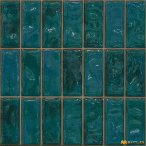 undefined-Ceramic Blue Geometric Wall Tile Code32582 (300x300mm, Glossy)