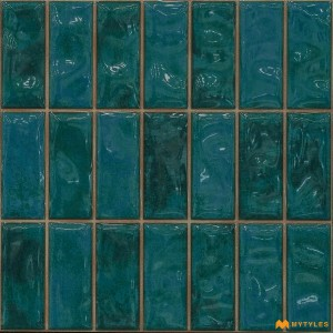undefined-Ceramic Blue Geometric Wall Tile Code32582 (300x300mm, Glossy)
