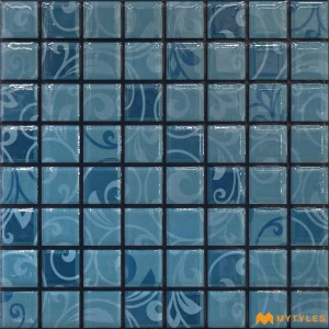undefined-Blue Swimming Pool Mosaic Floor and Wall Tile Code38522 (200x200mm, Glossy)