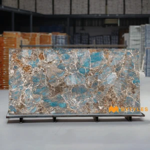 undefined-Vitrified Blue Slab Floor and Wall Tile Code38722 (4x8 Feet, Glossy)