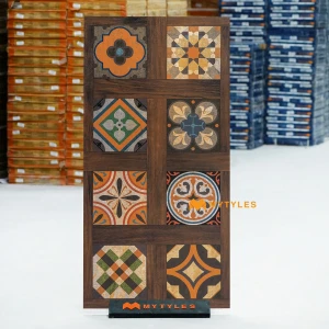 undefined-Brown Moroccan Inlay Parquet Vitrified Tile Code40581 600x1200mm 2Pc Pack