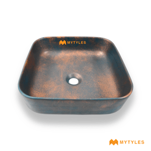 undefined-Quartz Turquise Copper Table Top Wash Basin Code16848 (380x380mm, Matt)
