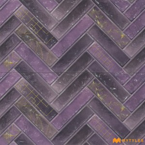 undefined-Ceramic Purple Geometric Wall Tile Code35165 (300x600mm, Glossy)