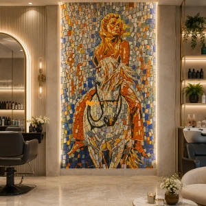 undefined-Vitrified Galloping Girl Poster Wall Tile Code35420 (1200x2400mm, Sugar)